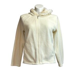 Kim Rogers Medium Ivory Hoodie Fleece Jacket